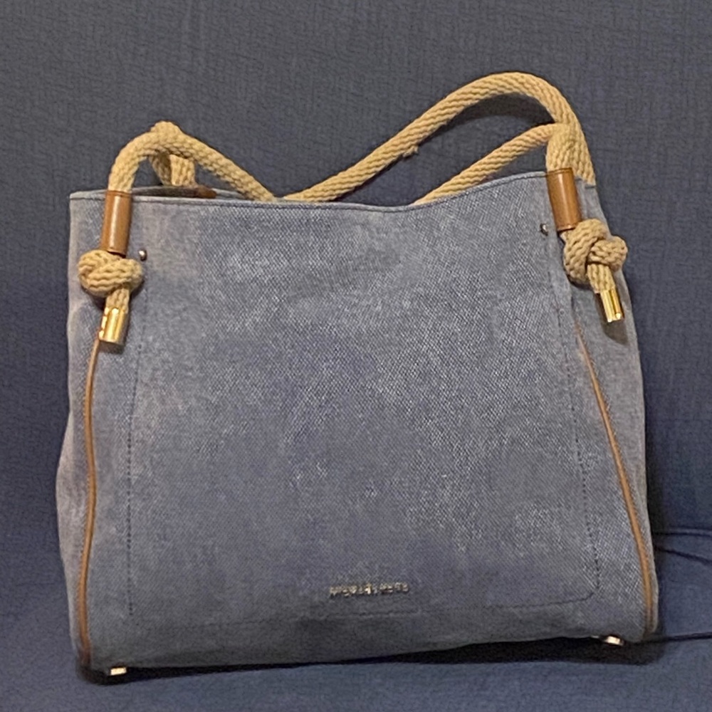 Michael Kors Denim Blue Shoulder Bag with Rope Handles
